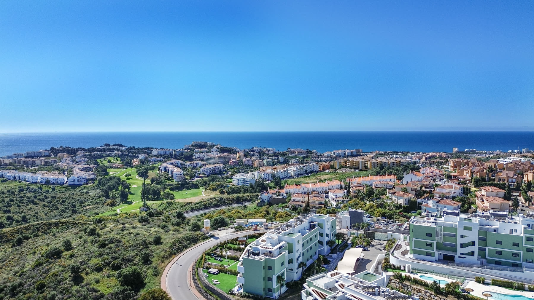 La Cala de Mijas and the resort area from above