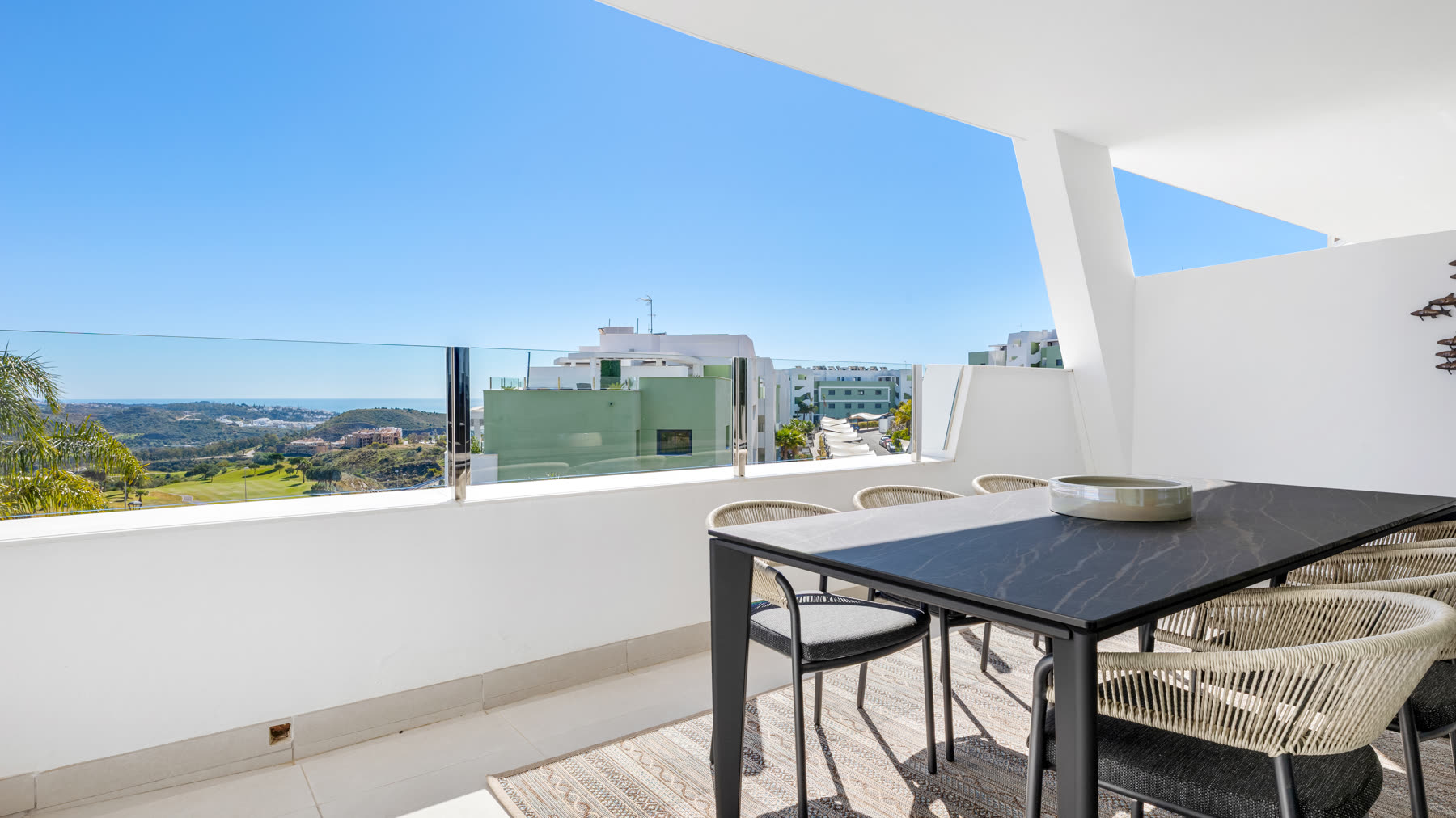 Terrace with dining table